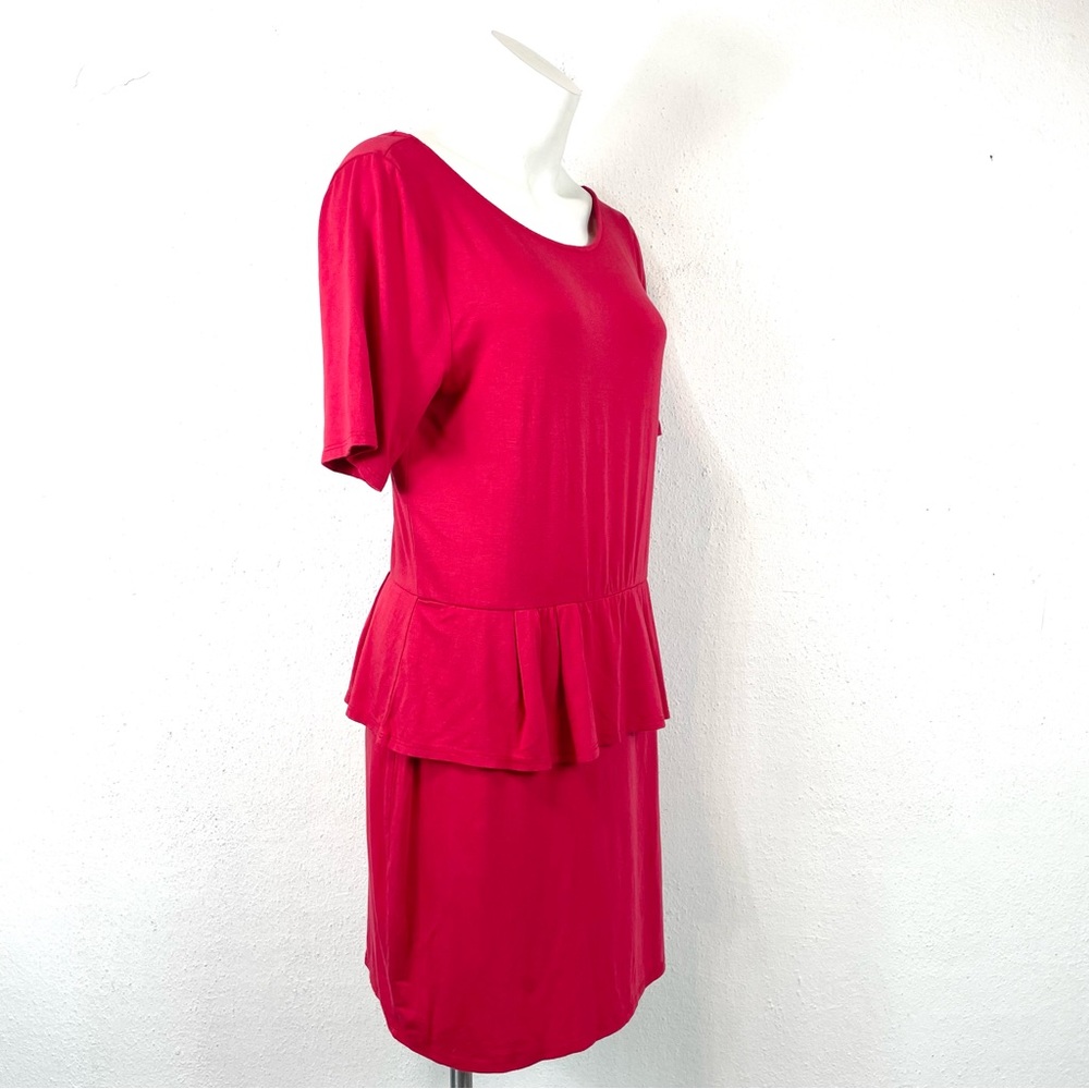 LAmade x Revolve Short Red Micromodal Peplum Dress with Deep V Back Size Large